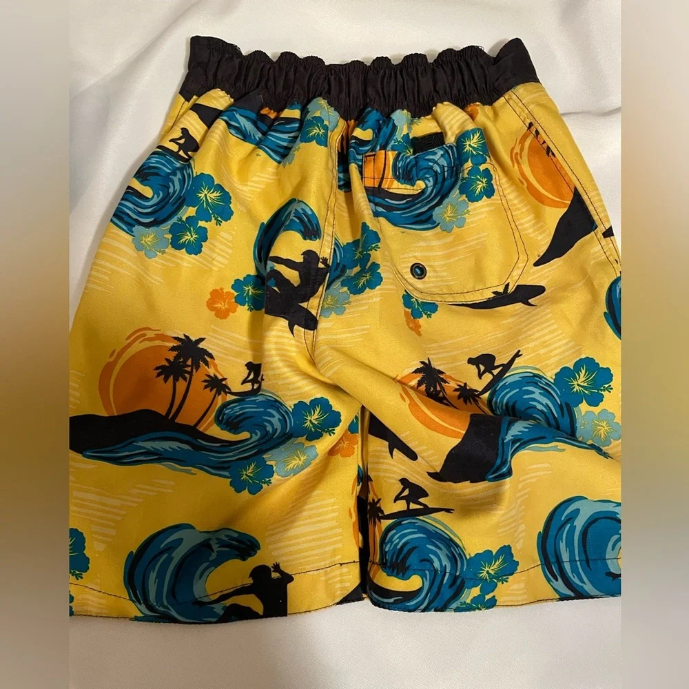 Gymboree swim shorts boys SZ 4 and Hawaiian shirt yellow/blue 2Pc set‎